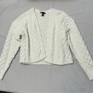 Forever 21 Cream Cable Knit Cardigan